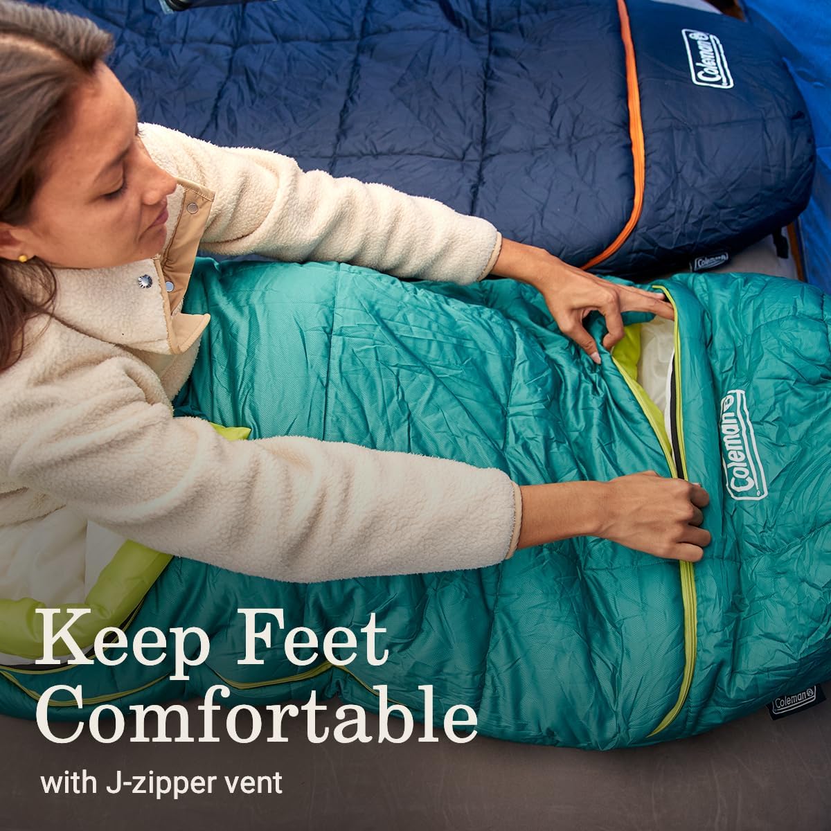 Coleman Big Bay 0/20/40°F Cold-Weather Sleeping Bag, Adult Mummy Sleeping Bag with Headrest, Foot Ventilation, & Storage Sack, Big & Tall Options - Image 6