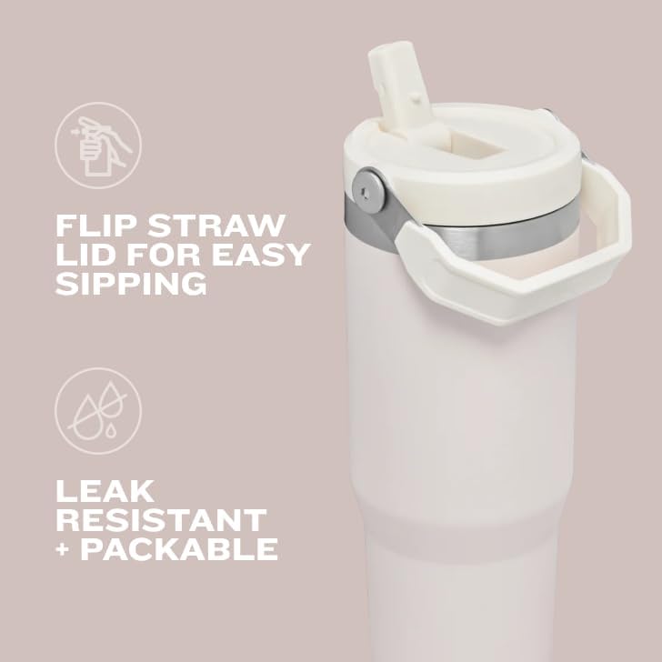 STANLEY IceFlow Flip Straw Tumbler with Handle 30 oz | Twist On Lid and Flip Up Straw | Leak Resistant Water Bottle | Insulated Stainless Steel |BPA-Free | Rose Quartz 1.0 - Image 6